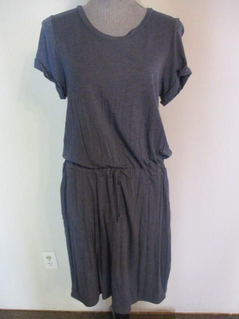 32 Degrees Cool T-Shirt Dress in Heathered Blue Short Sleeve Pockets Comfy SZ L