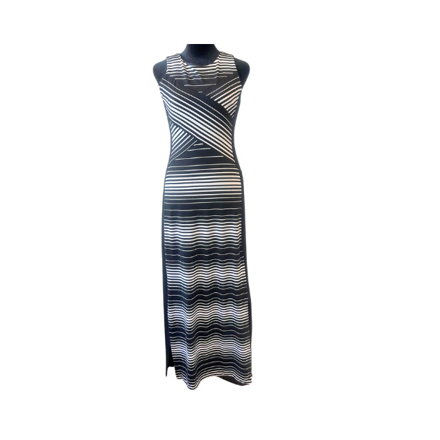 WHBM Maxi Dress Sleeveless White Black Striped Women’s Size XS