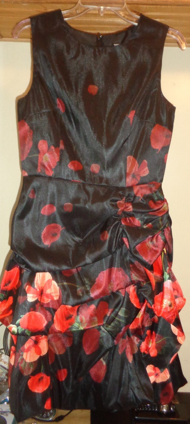 SAMUEL DONG BLACK DUPIONI TAFETTA BUBBLE HEM DRESS NWT SZ XS