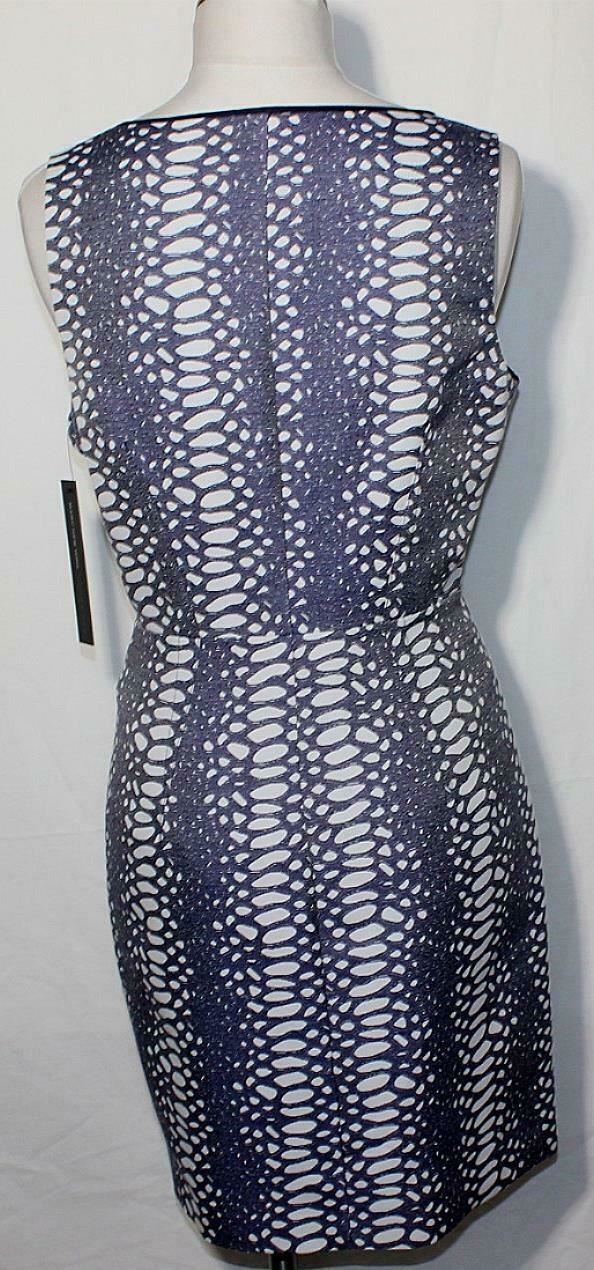 NEW Andrew Marc Exposed Front Side Zipper Dress Blue & White sz 12 $128