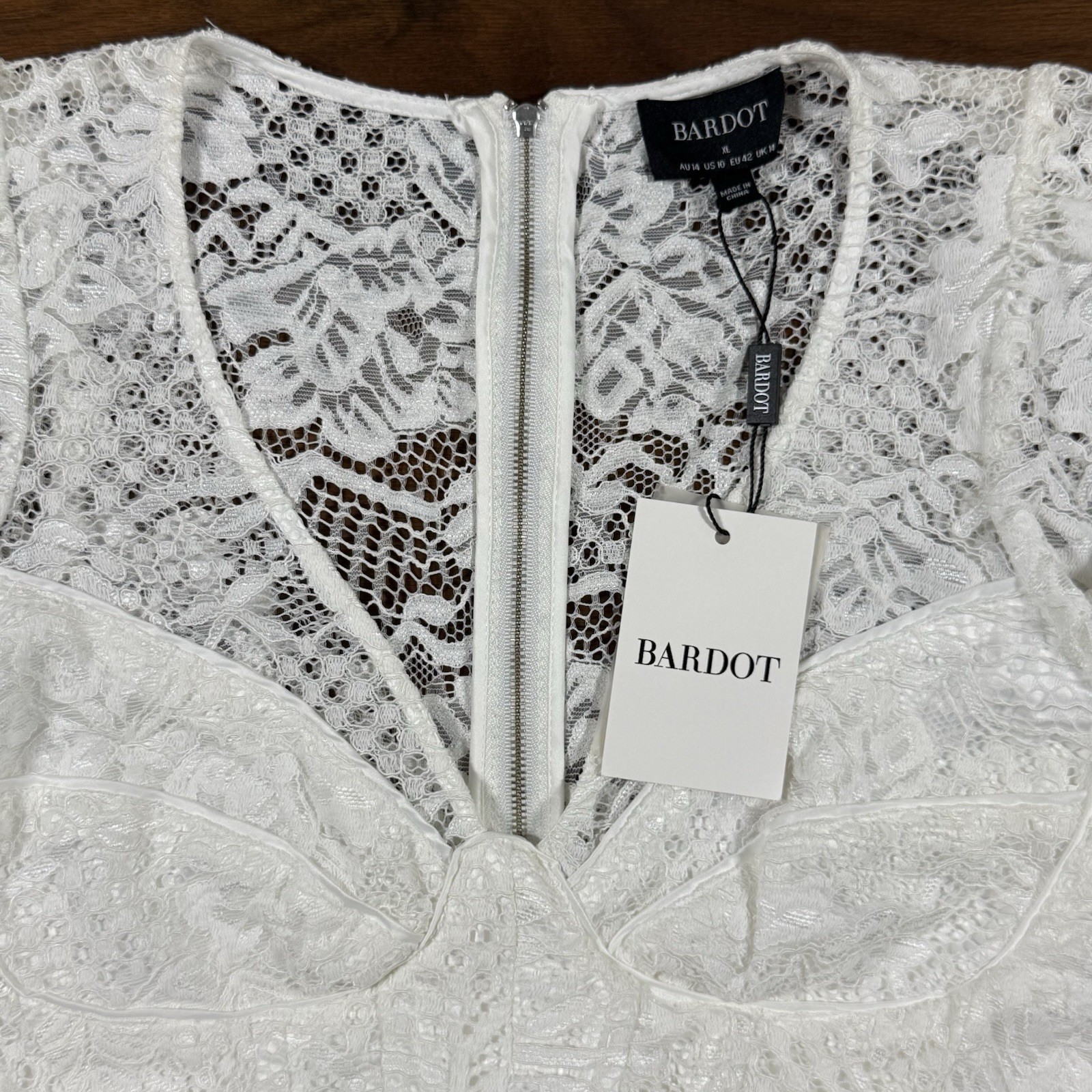 Bardot Size US 10 / XL / UK 14 / EU 42 Ivory Ellie Lace Corset Mini Dress