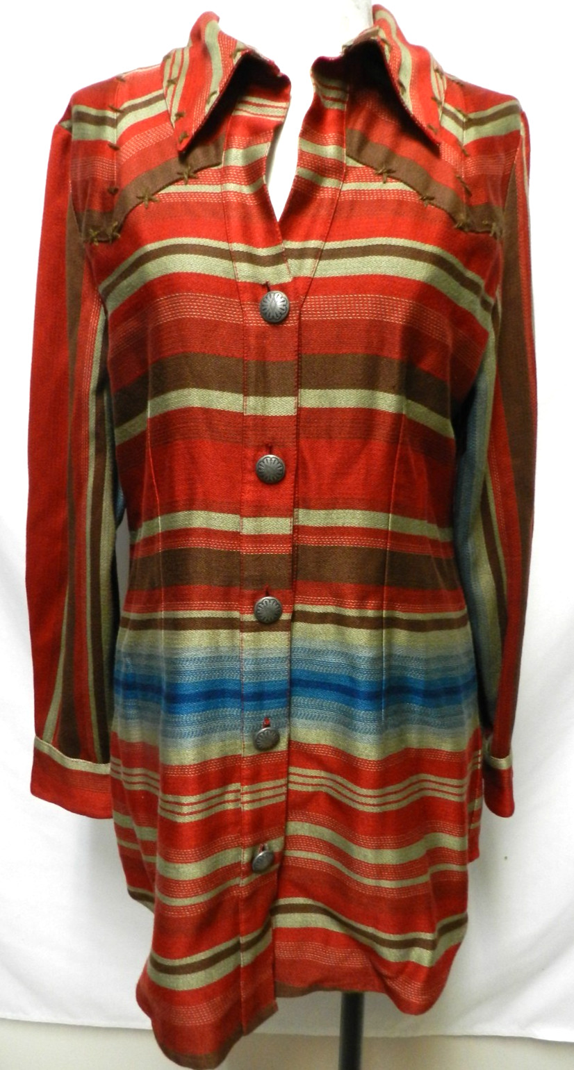 Roja Southwest blanket button Serape tunic top blouse Collar Size Sz Large Lg L