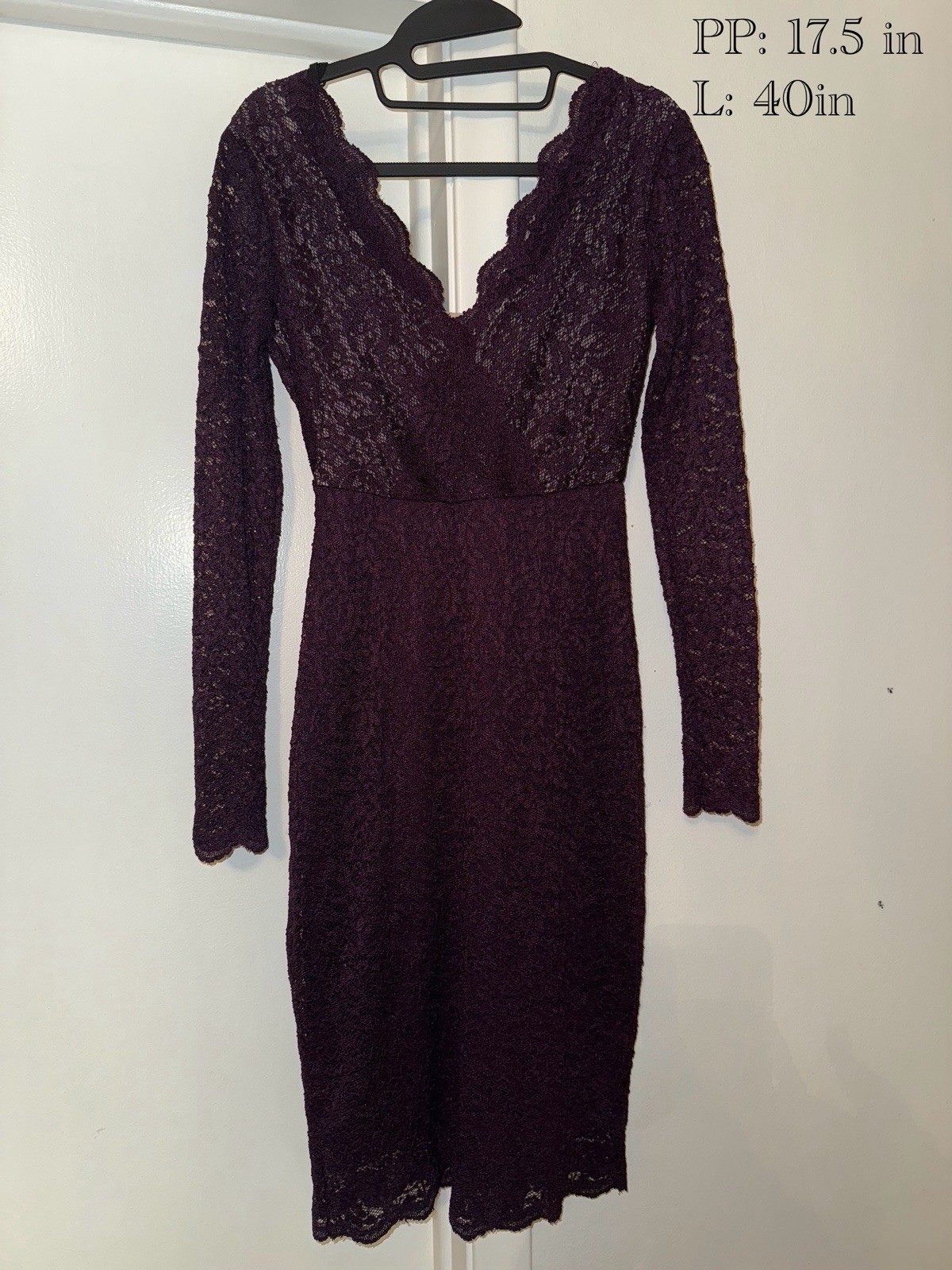 Ladies Dress: Maria Bonita (S), Plum Color PP: 17.5 in L:40 in Smoke/Pet Free.