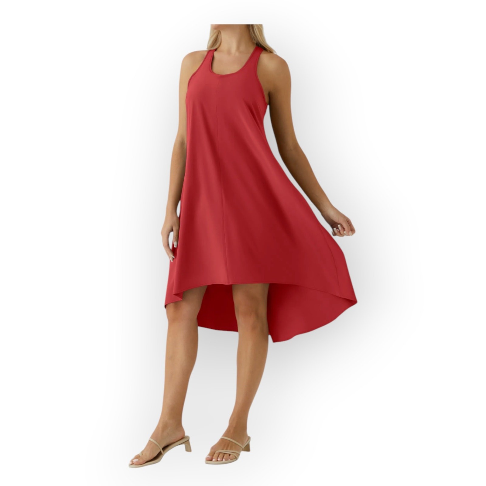 Halara Breezeful High Low Dress Racerback Side Pocket Red Size L – Flowy Casual