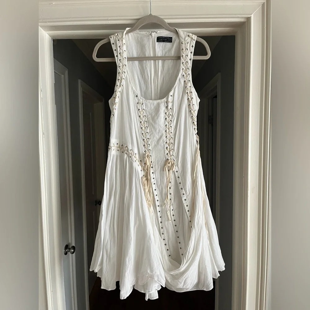 All Saints Aemilla Lace up Corset Dress Cotton UK 14 (US 10) ships from U.S.