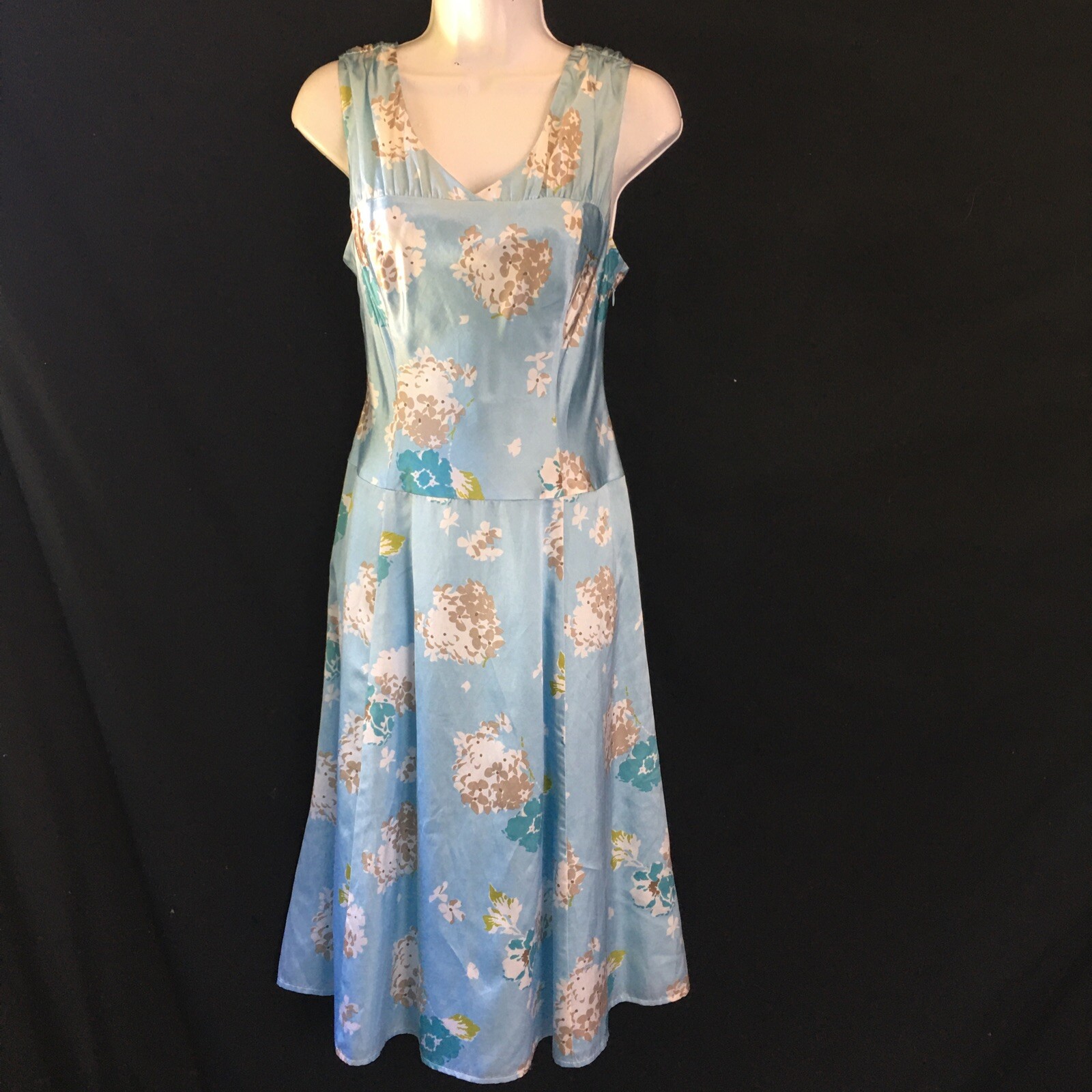Pendleton Silk Blend Dress Women Size 4 Powder Blue Floral Sleeveless MSRP $179