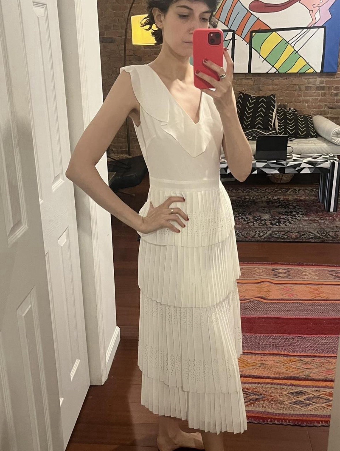 Banana Republic White Pleated Dress