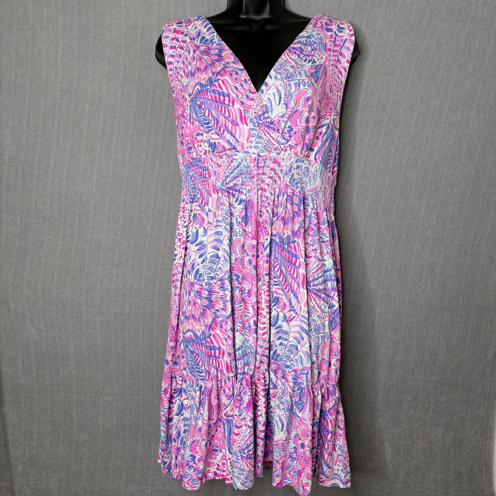 Lilly Pulitzer Vivette Dress Size XL Coastal Vacation Resort Sea You Soon Empire