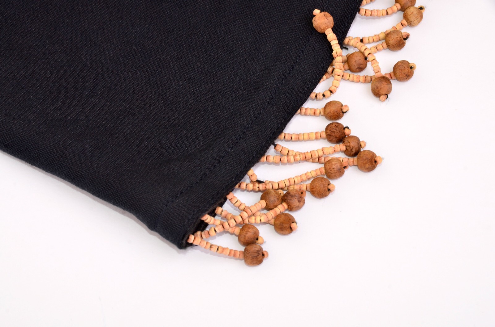 Finity Silk & Linen Black Tropical Islands Cruise Dress w Natural Beaded Hem 4