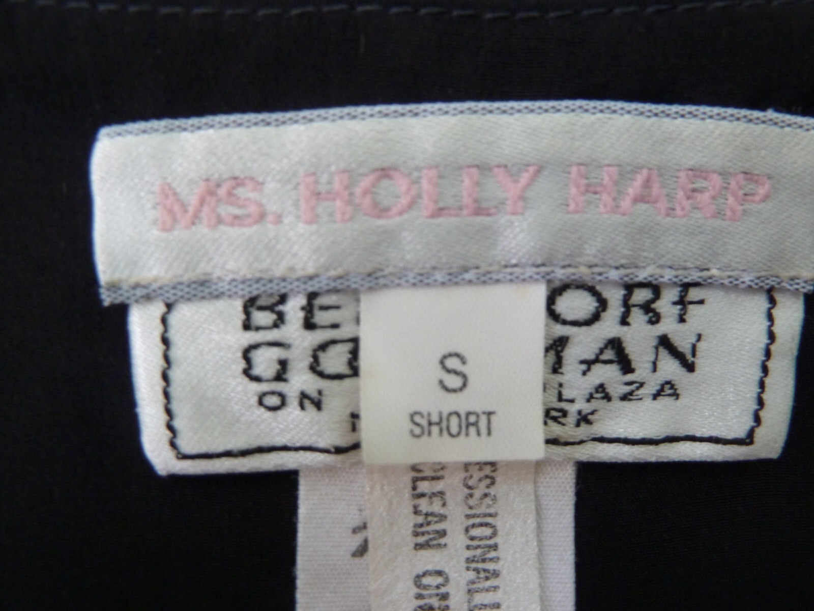 Holly Harp For Bergdorf Goodman Cocktail Dress Small 100% Silk Black Floral VTG