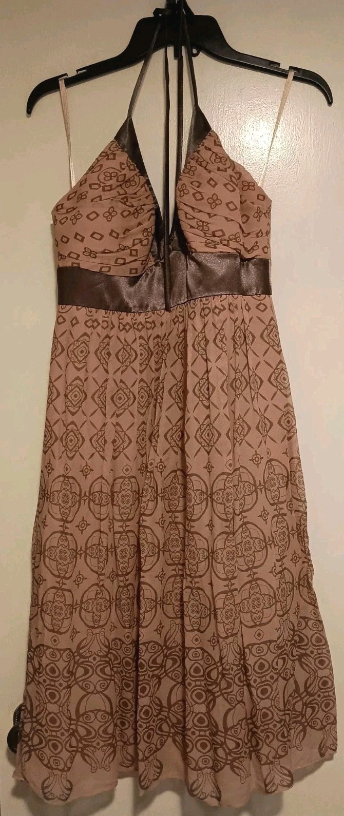 Max And Cleo Womens Casual Dress Size 6 Mauve Brown Designs Tie Up Halter Neck