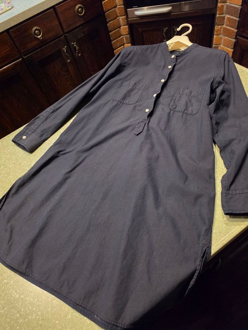 MUJI Band Collar Shirt Dress (Navy Size L)