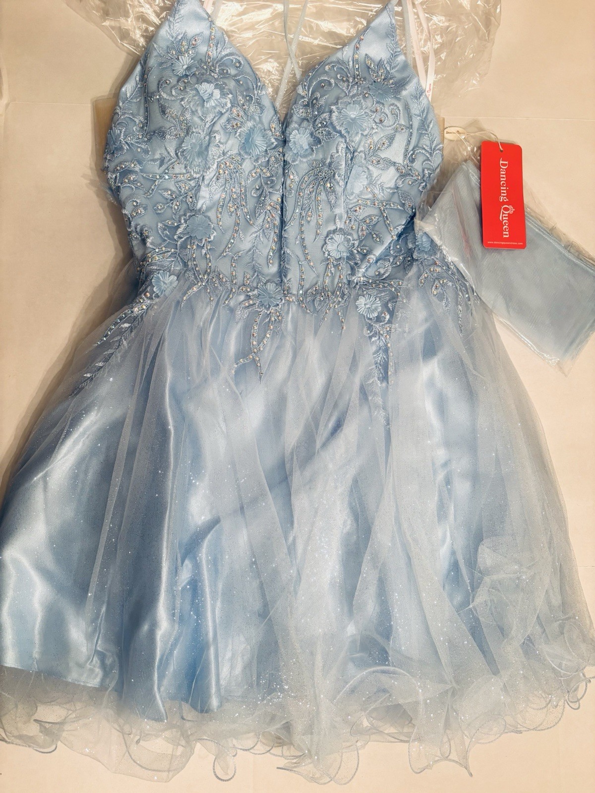 NWT Dancing Queen 3316 Cocktail Prom Skater Dress, Bahama Blue XL, 2XL