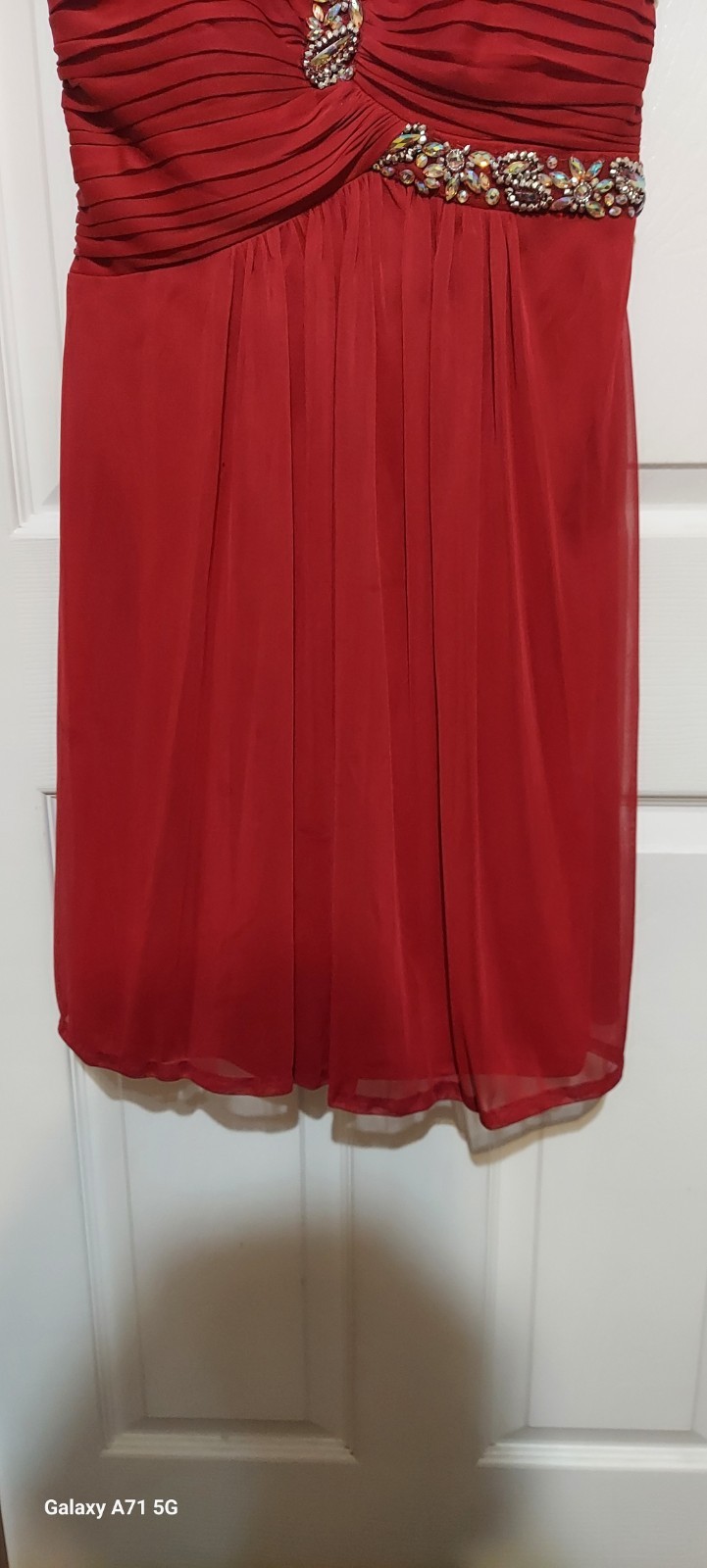 Blondie Nites Red Strapless Dress Rhinestones Mini Red Sheer Homecoming Prom Y2k