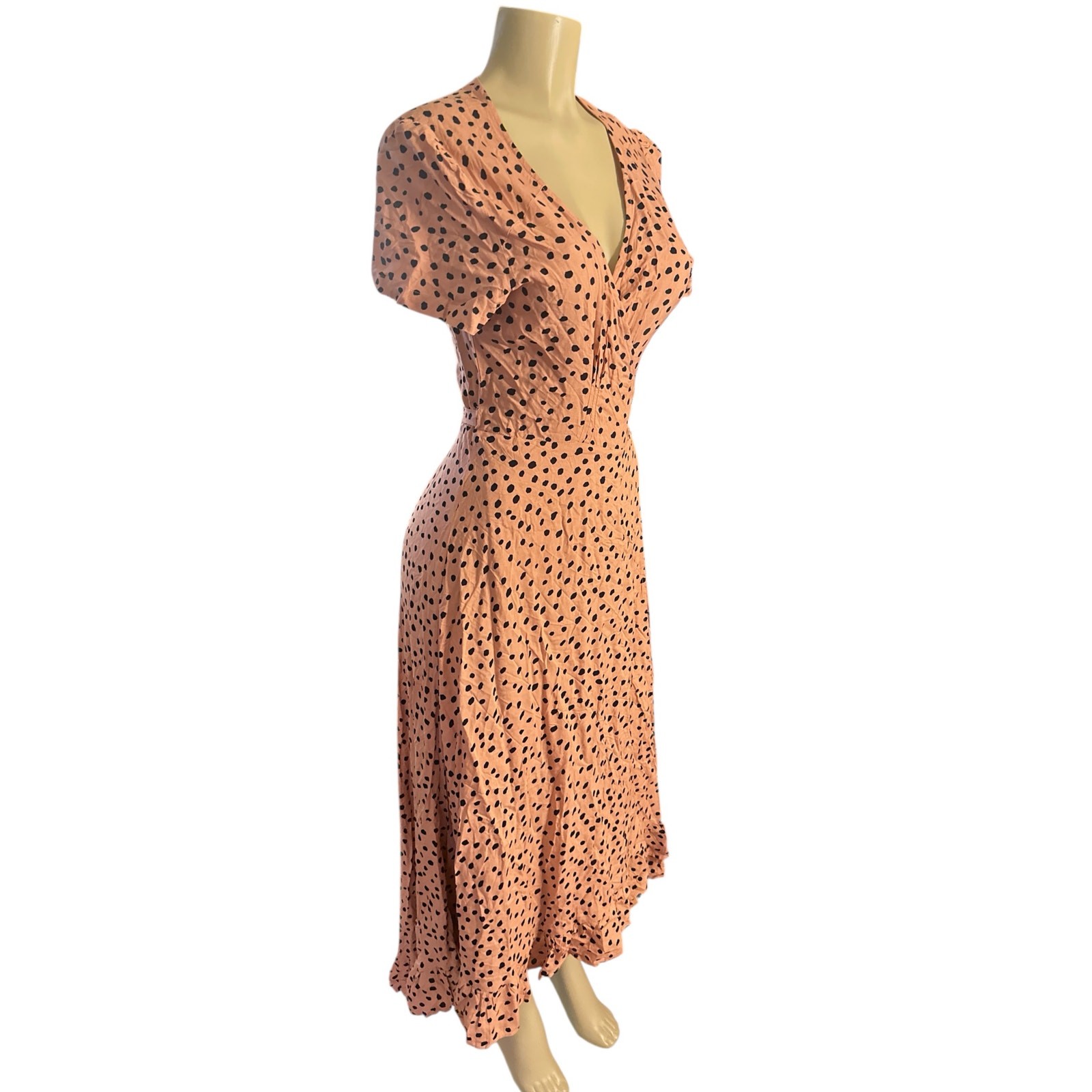 Women M Li/Ra Lira Wild Hearts Maxi Pink Polka Dot Wrap Dress