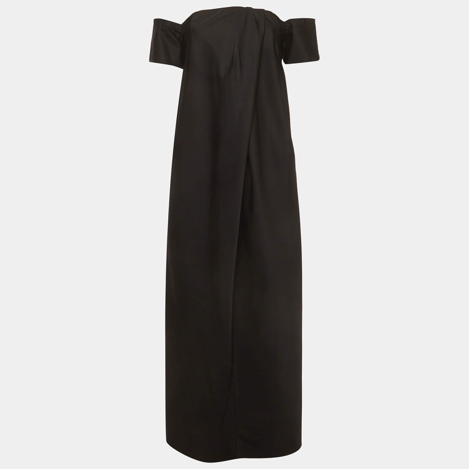 Magda Butrym Black Wool Blend Off Shoulder Maxi Dress S