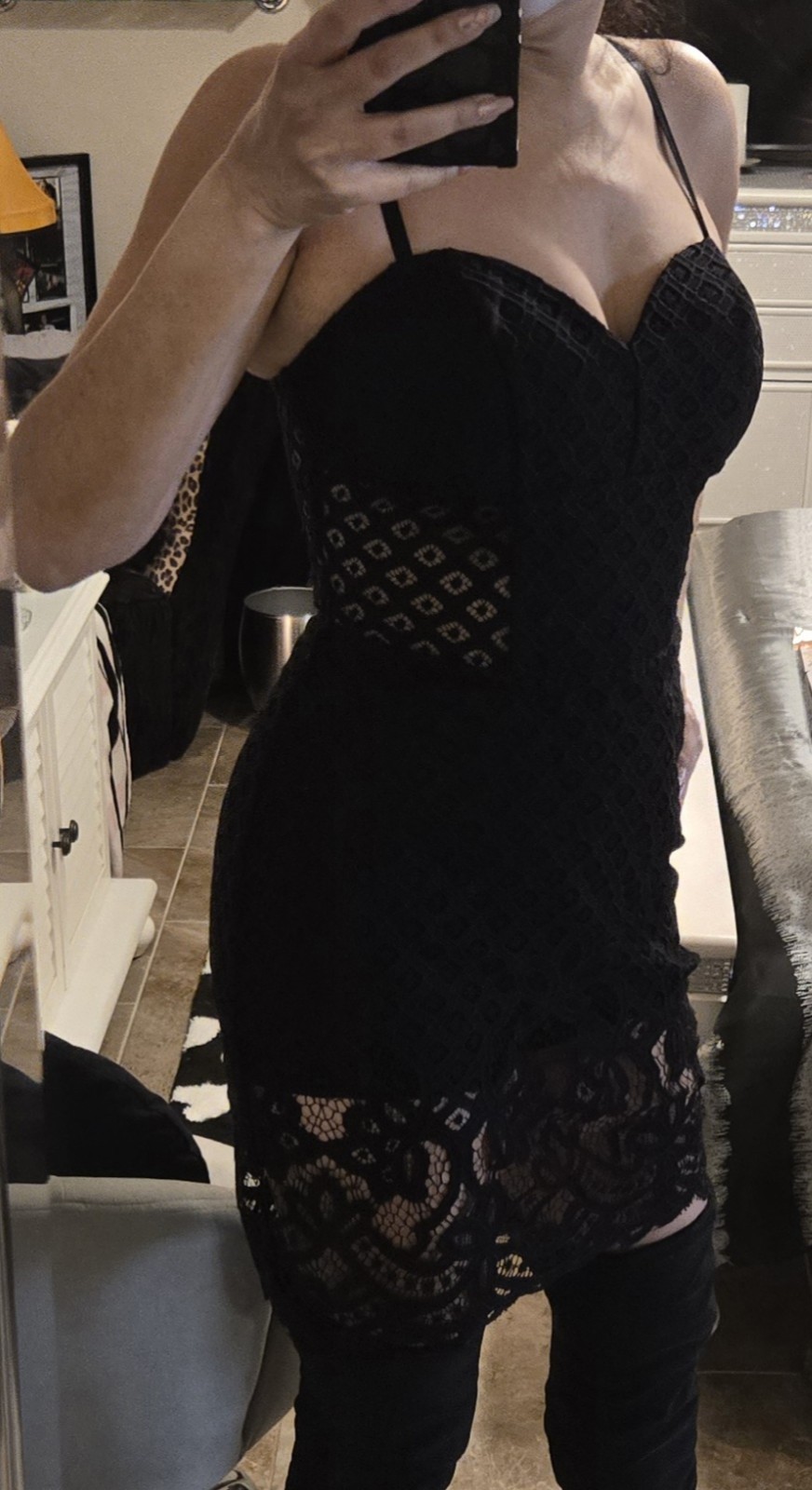 Lingerie Inspired Alix Black Lace Mini Dress Sweetheart Bodice Edgy Chic Size 6