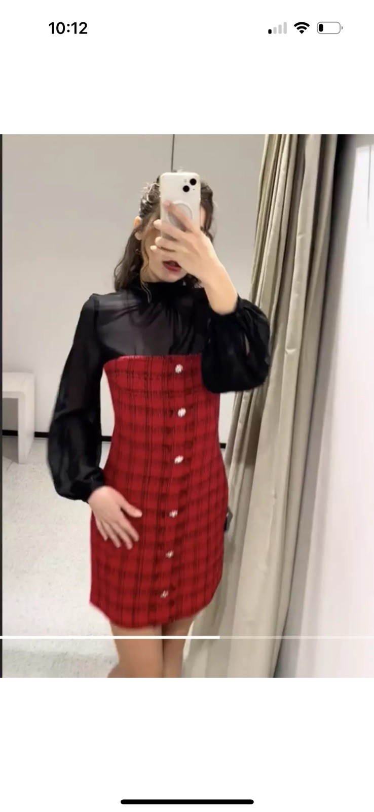 ZARA FW24 COMBINATION STRUCTURED MINI DRESS M Red/Black 8982/155 NWT Christmas