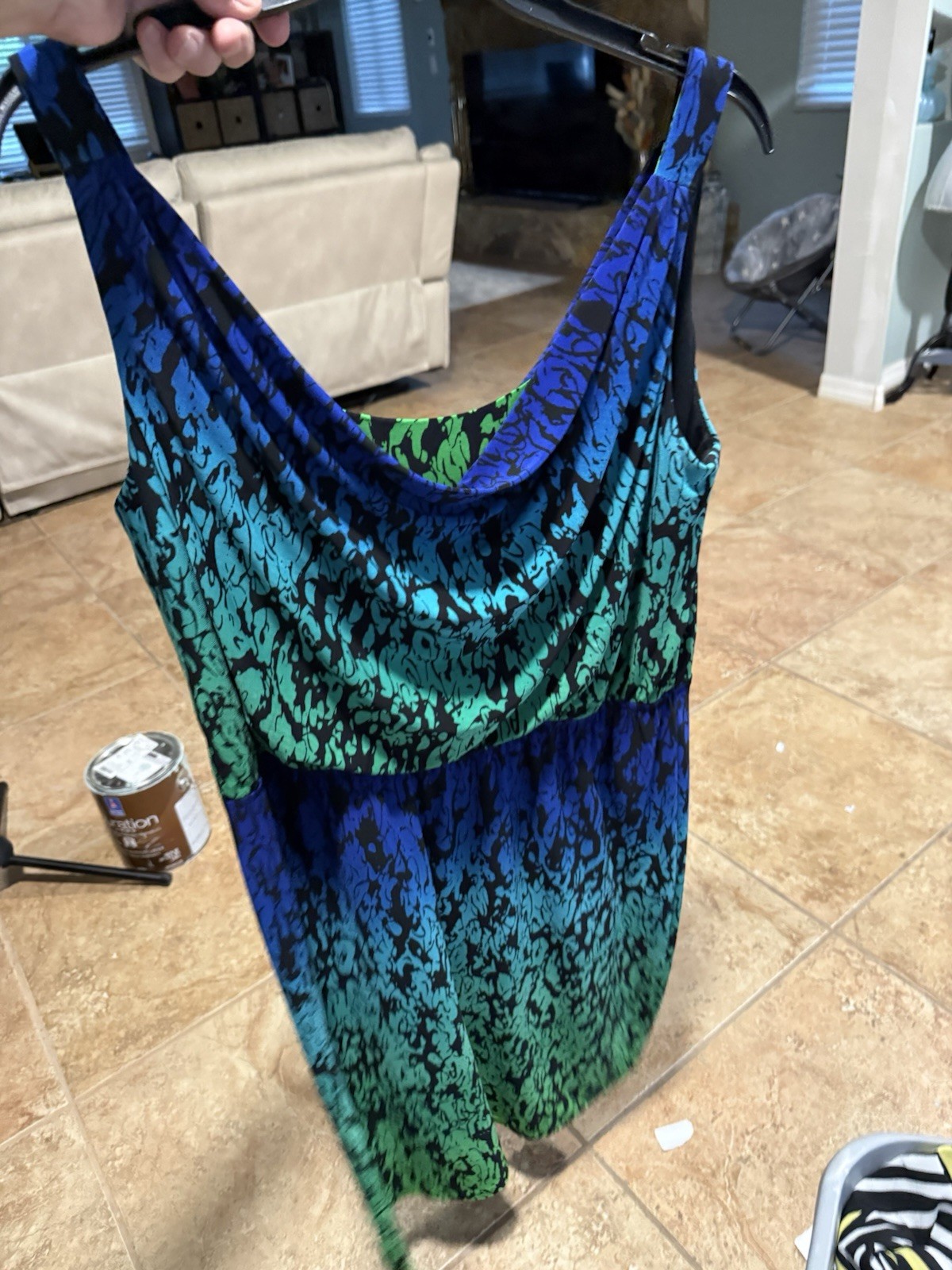 Evan-Picone Women’s Size 14 Green Cowl neck sleevess Dress knee Length