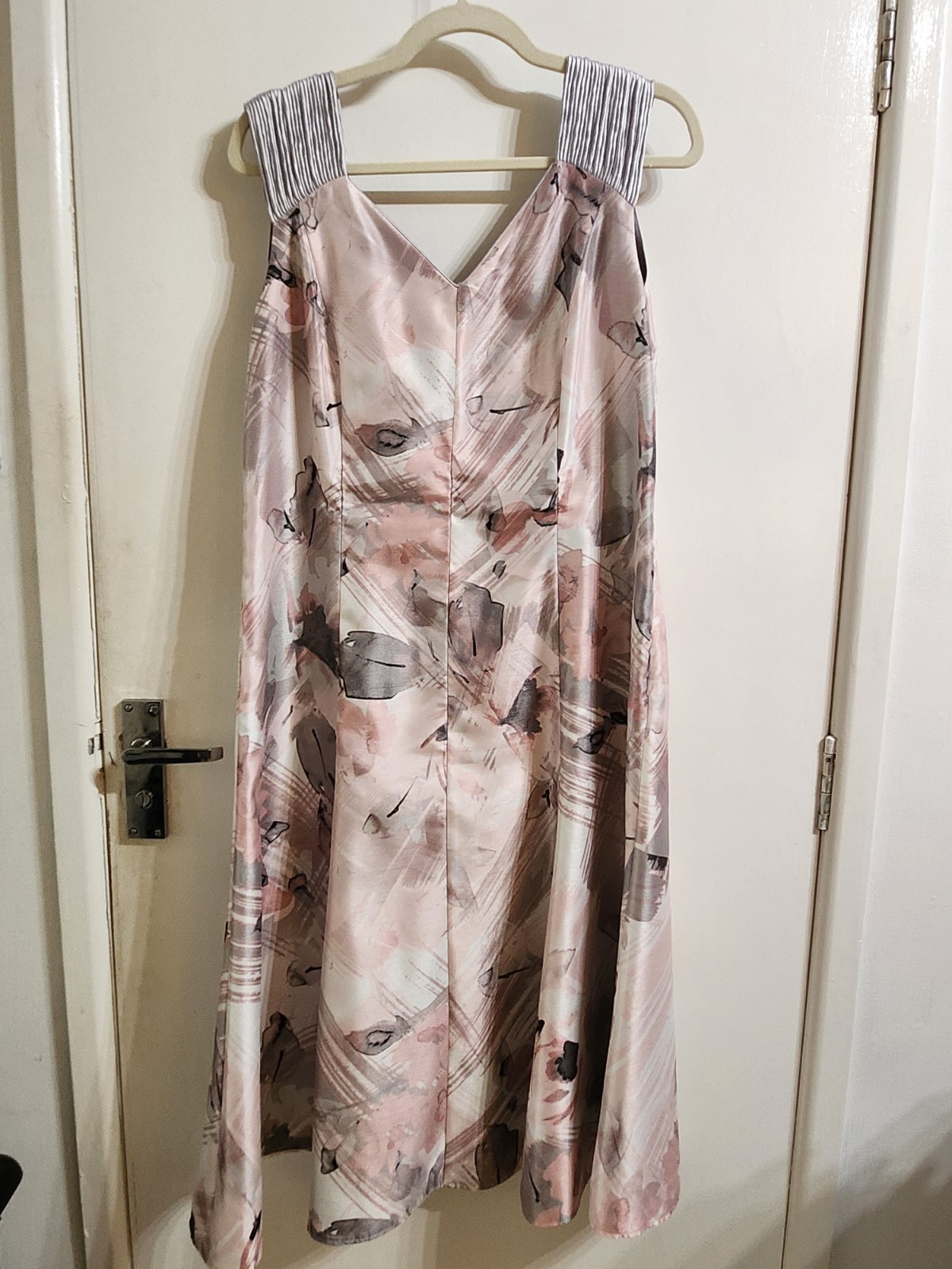 Jacques Vert Dress Pink Grey Size 14 Lined A Line Mother Of The Bride/ Groom