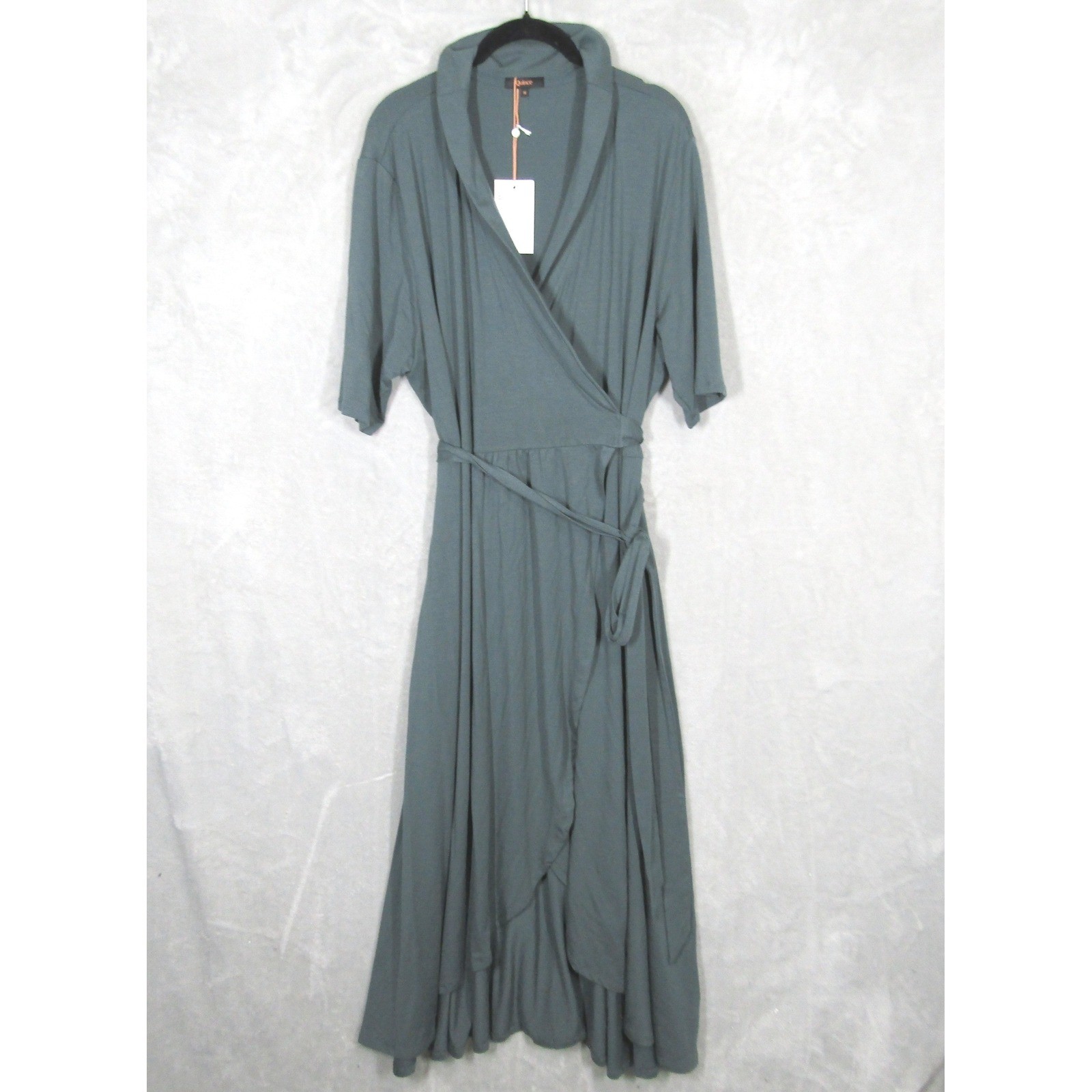 Quince Tencel Jersey Midi Wrap Dress Green 1X Womens NWT New Soft
