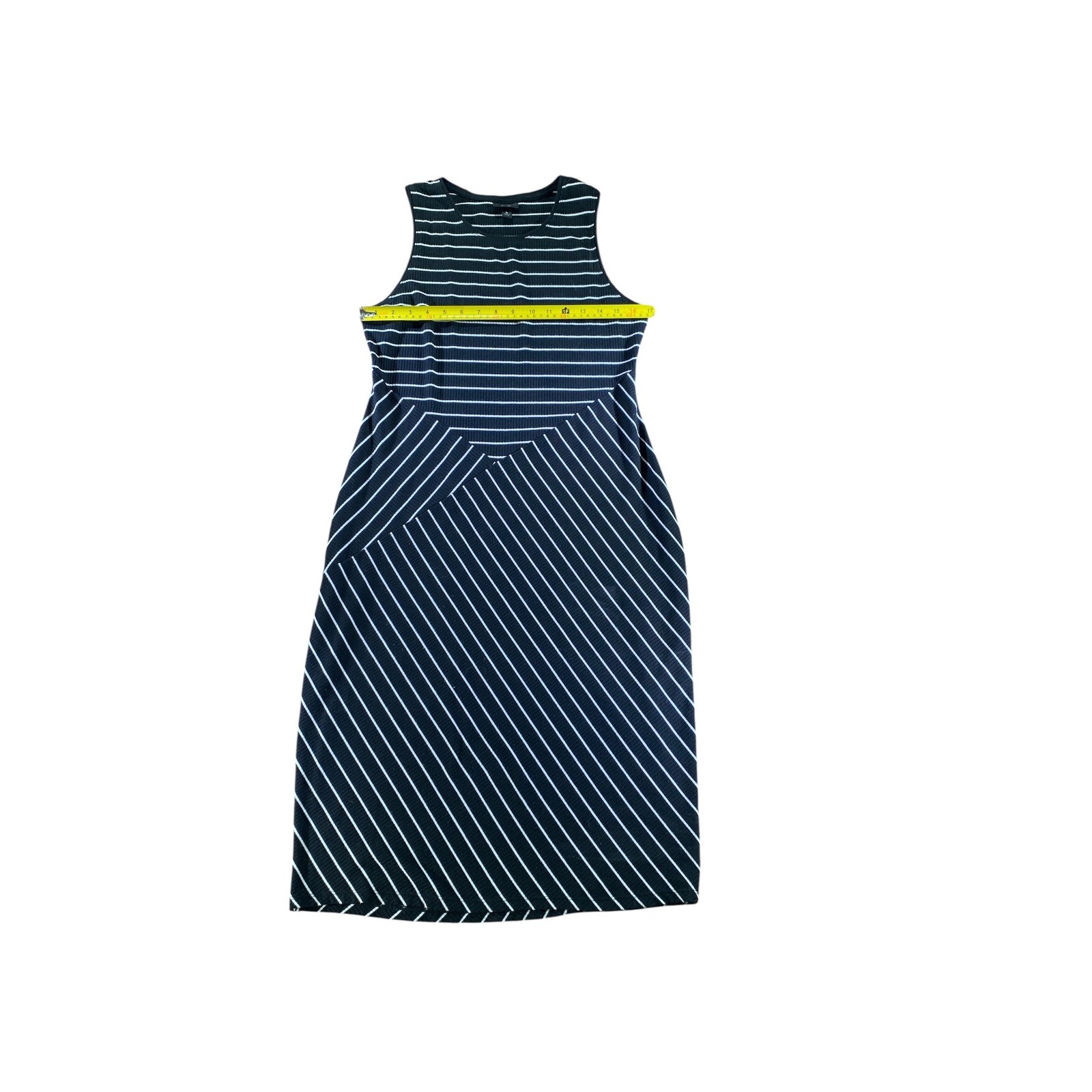 Mossimo Womens Black White Striped Ribbed Sleeveless Midi Dress Size L