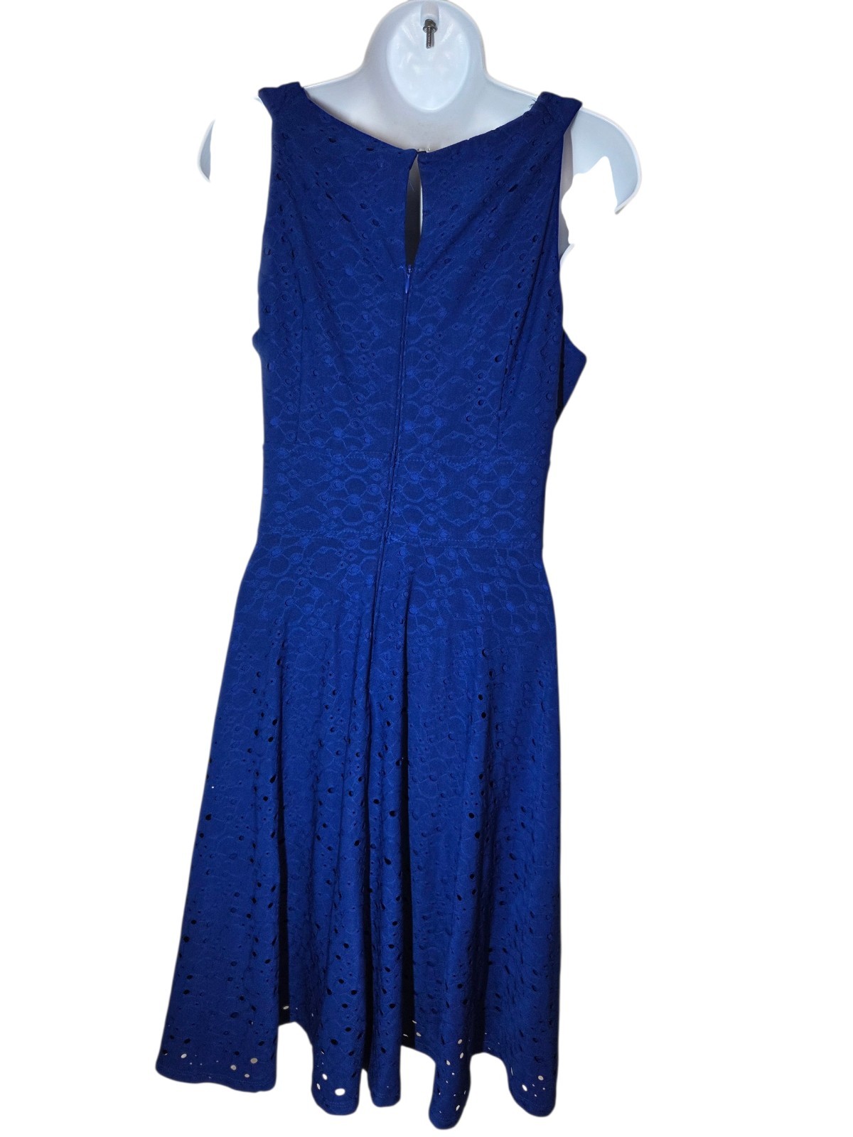Wisp Royal Blue Halter Eyelet A-Line Knee Length Shift/Sheath Dress 8