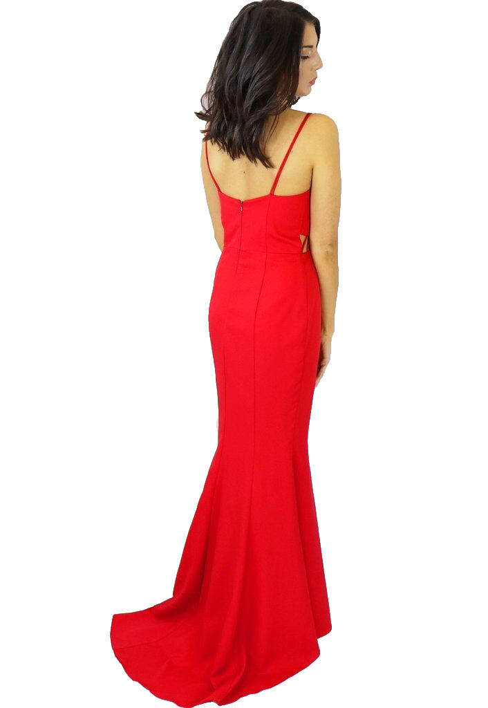 JARLO ‘Ashley’ ~ Black Double Harness Strap Cut Out Fishtail Gown S 6 NEW $168