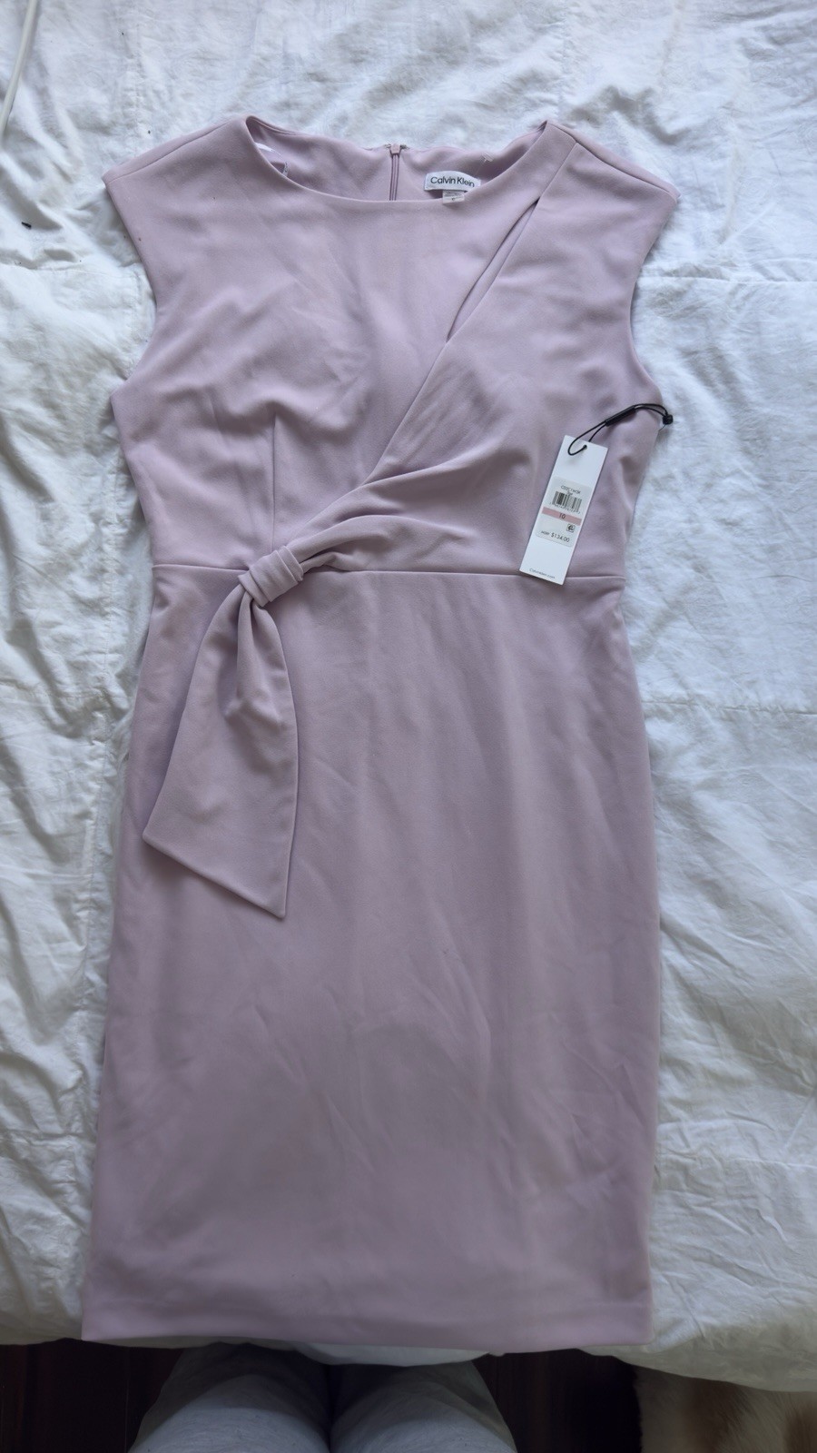 NWT Calvin Klein Blush Pink Sheath Dress Side Tie Detail Size 10 MSRP $134