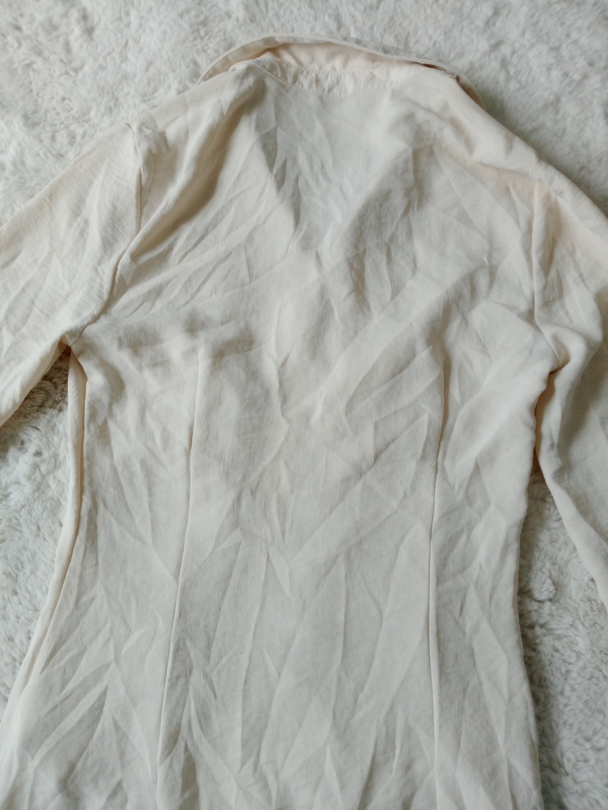 Stradivarius Cream Long Sleeve Collared Long Maxi Buttoned Shift Dress Size S