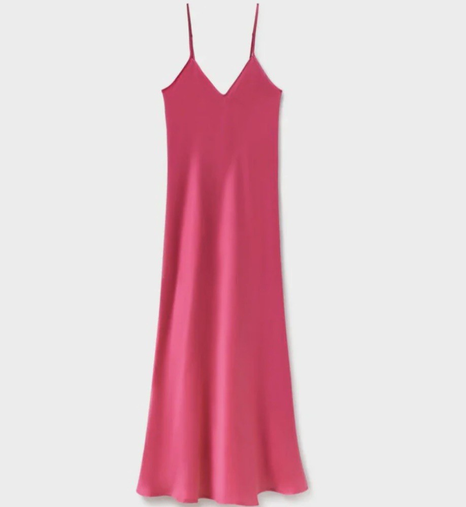 Silk Laundry Slip Dress Midi 90s Size Medium Pink Y2K 100% Silk Midi
