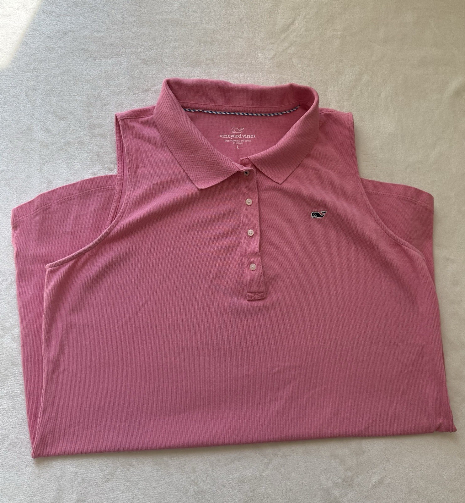 Vineyard Vines Cotton Stretch Pink Sleeveless Polo T-shirt Dress Size L Preppy