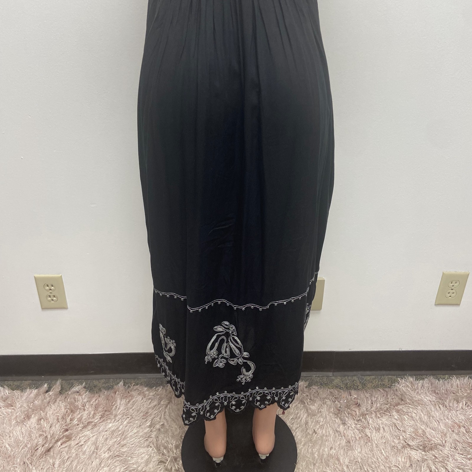 Universal Thread Maxi Sundress Womens Black Button Top Smocked Boho Medium NWT