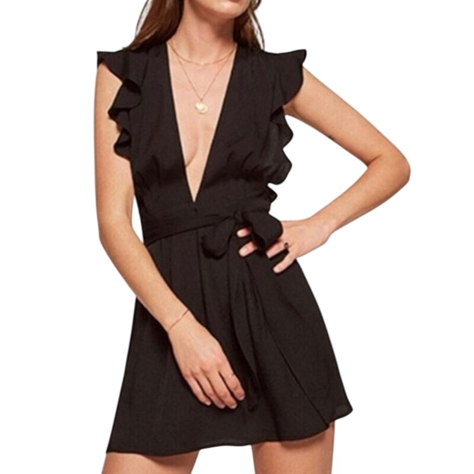 Reformation Tunisia Black Ruffle Dress Size 4