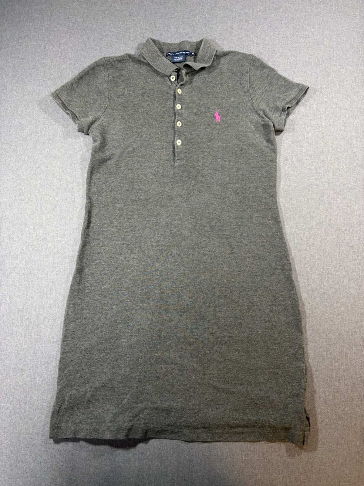 Ralph Lauren Sport Polo Shirt Dress Womens Green Pink Pony Short Sleeve Med
