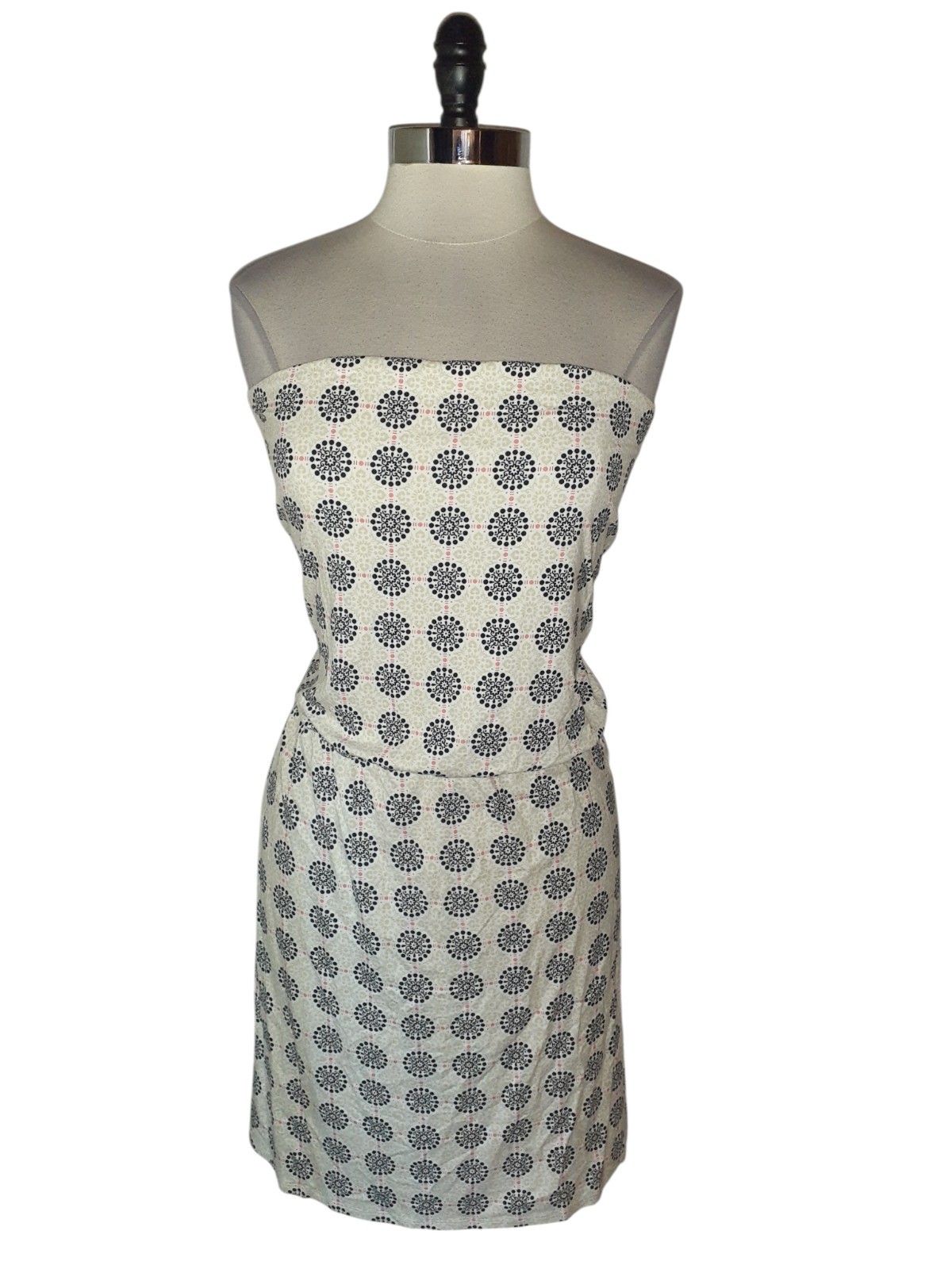 NEW WHITE HOUSE BLACK MARKET Size XL Strapless Dress White Black Beige Floral