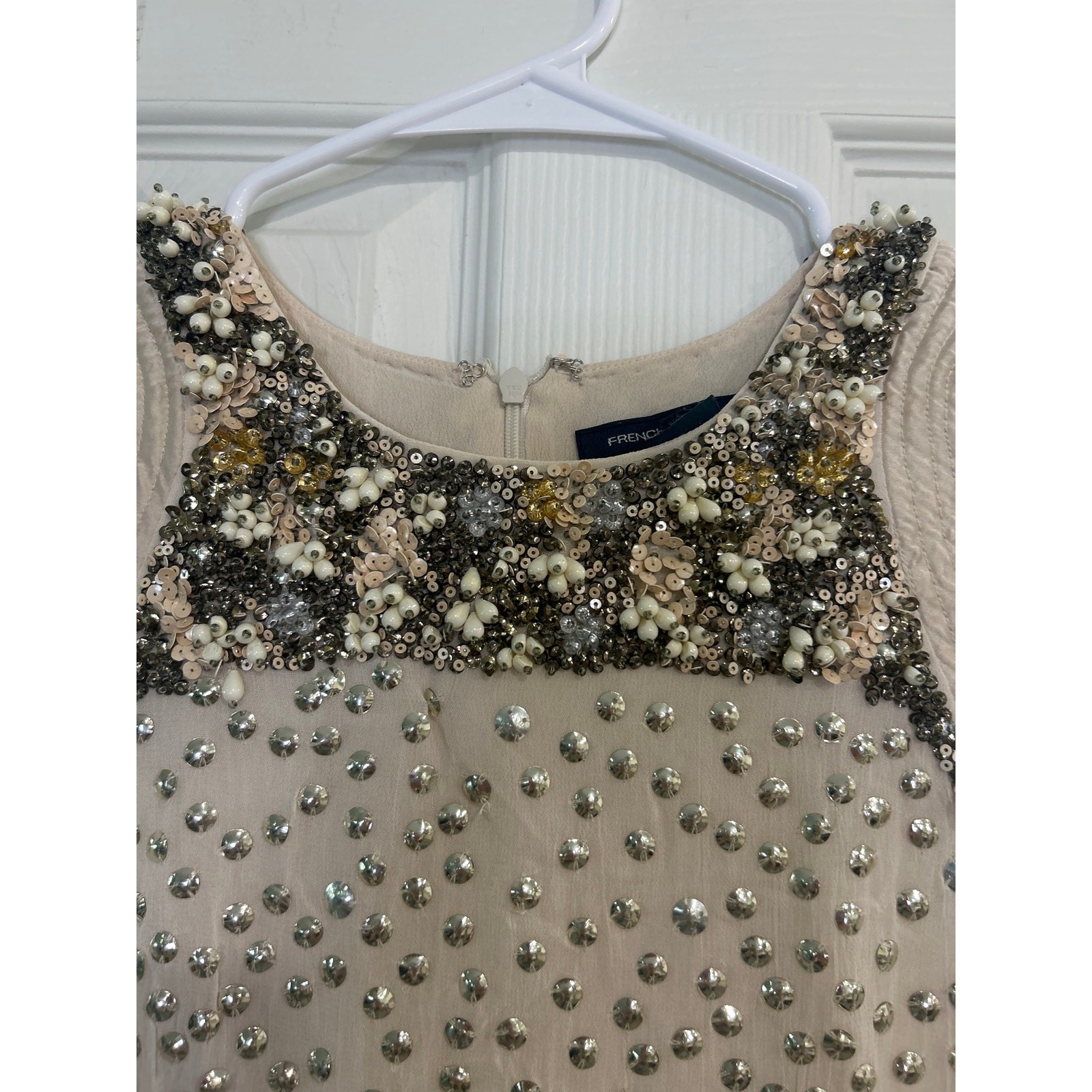 French Connection Vintage Beaded Studded Cocktail Mini Dress Size 0