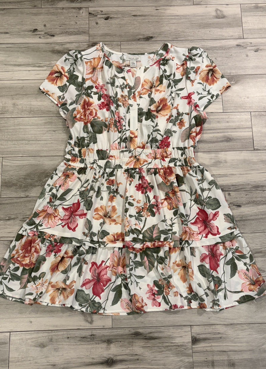 Rachel Zoe Multi color Floral Knee Length Dress Short Sleeve Tiered Size 2X