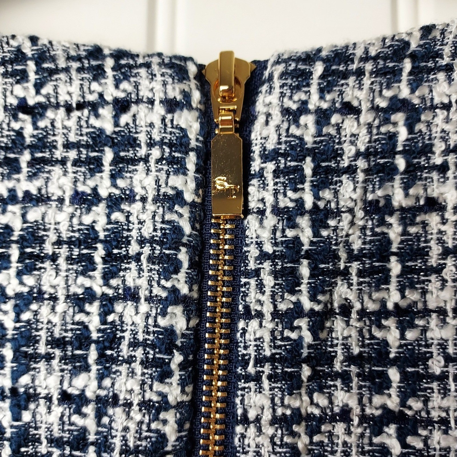 Southern Tide Womens Navy White Tweed Plaid Sheath Dress Size 6 Style #5992