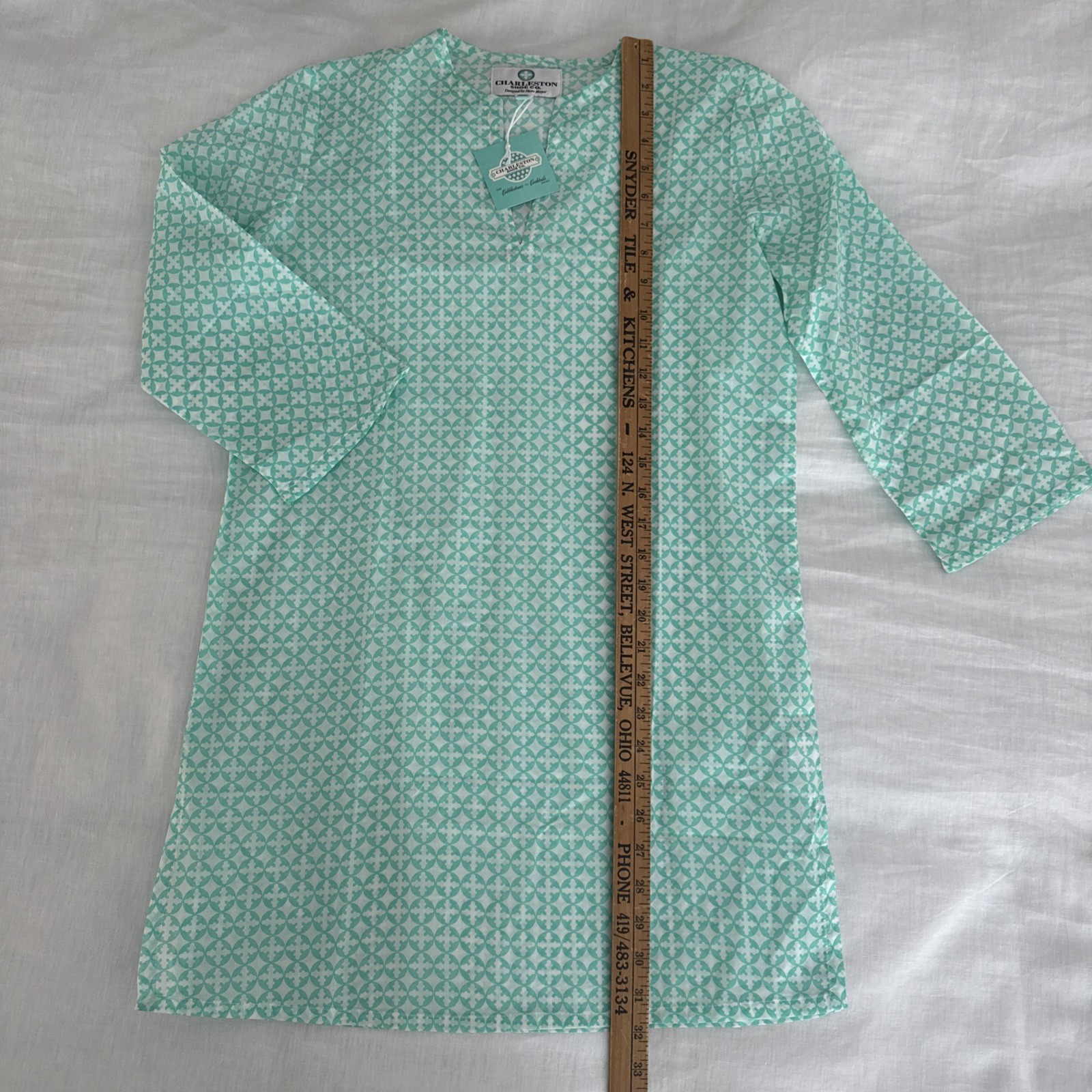 NWT Charleston Shoe Company By Steve Mayer Size Small Dress Aqua White Tunic
