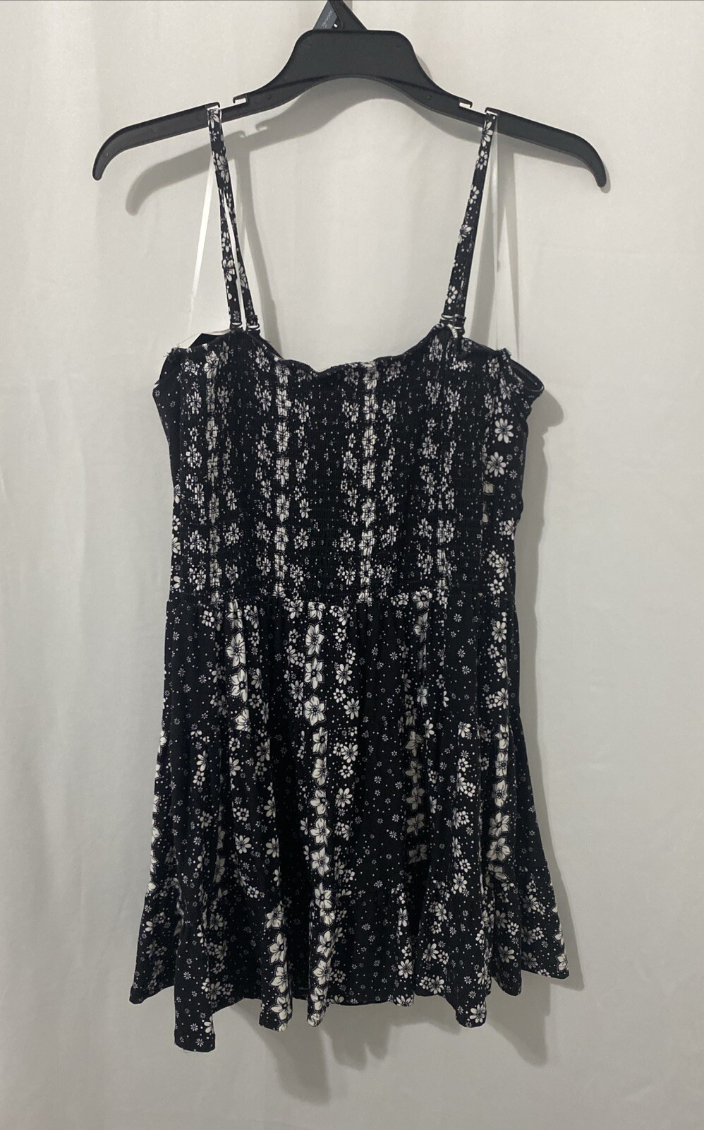 No Boundaries Juniors Tiered Spaghetti Strap Dress Black/White Floral XXXL (21)