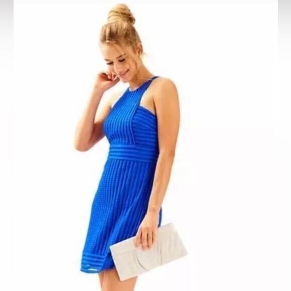 Lilly Pulitzer Rae Mini Dress size XS Blue Textured Resort Preppy Costal