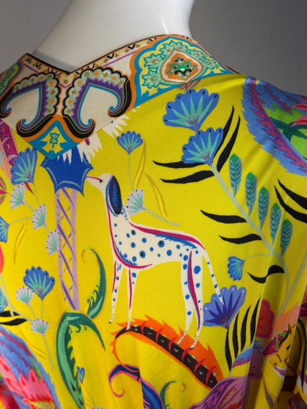 ETRO Milano SILK JERSEY Yellow Print Wrap Dress SIZE IT46 US10 , S/S 2018 NWOT