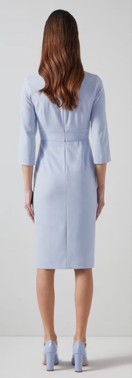NWT LK Bennett Sky Blue Crepe Dress with Lenzing Ecovero Viscose, Size 4