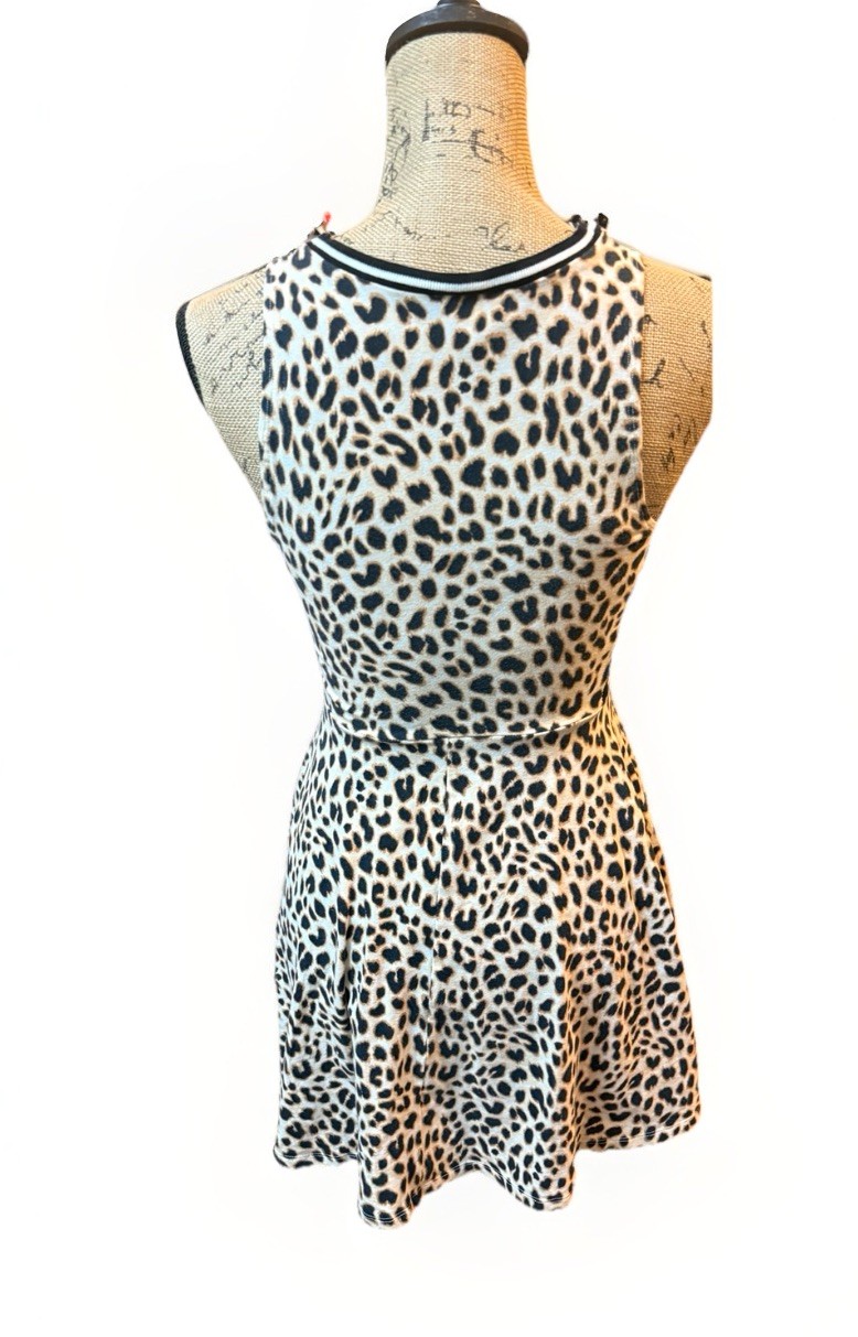PINK Victoria’s Secret Leopard Print Skater Dress Racerback Logo XS Cotton Blend