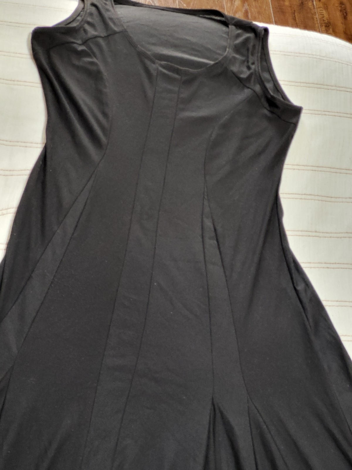 Maxi Dress Architectural Seams Fit Flare Size L Sleeveless Long Skirt