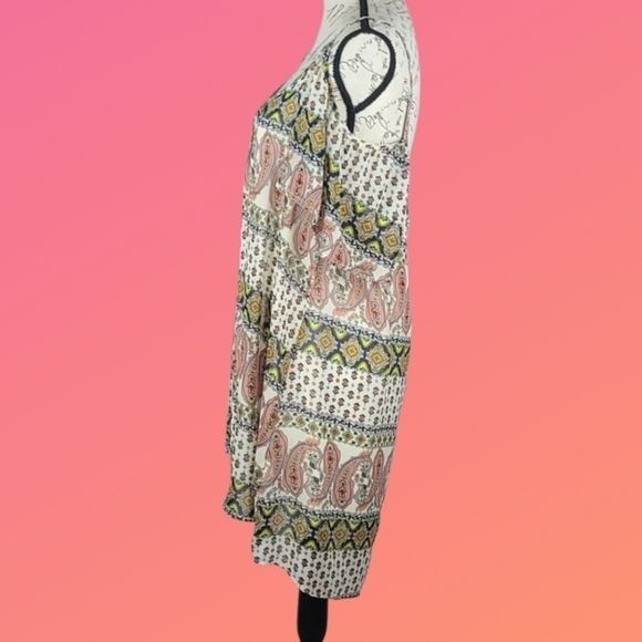 Paisley Cold Shoulder Hi-Lo Fully Lined Cream Peach Multicolor Dress