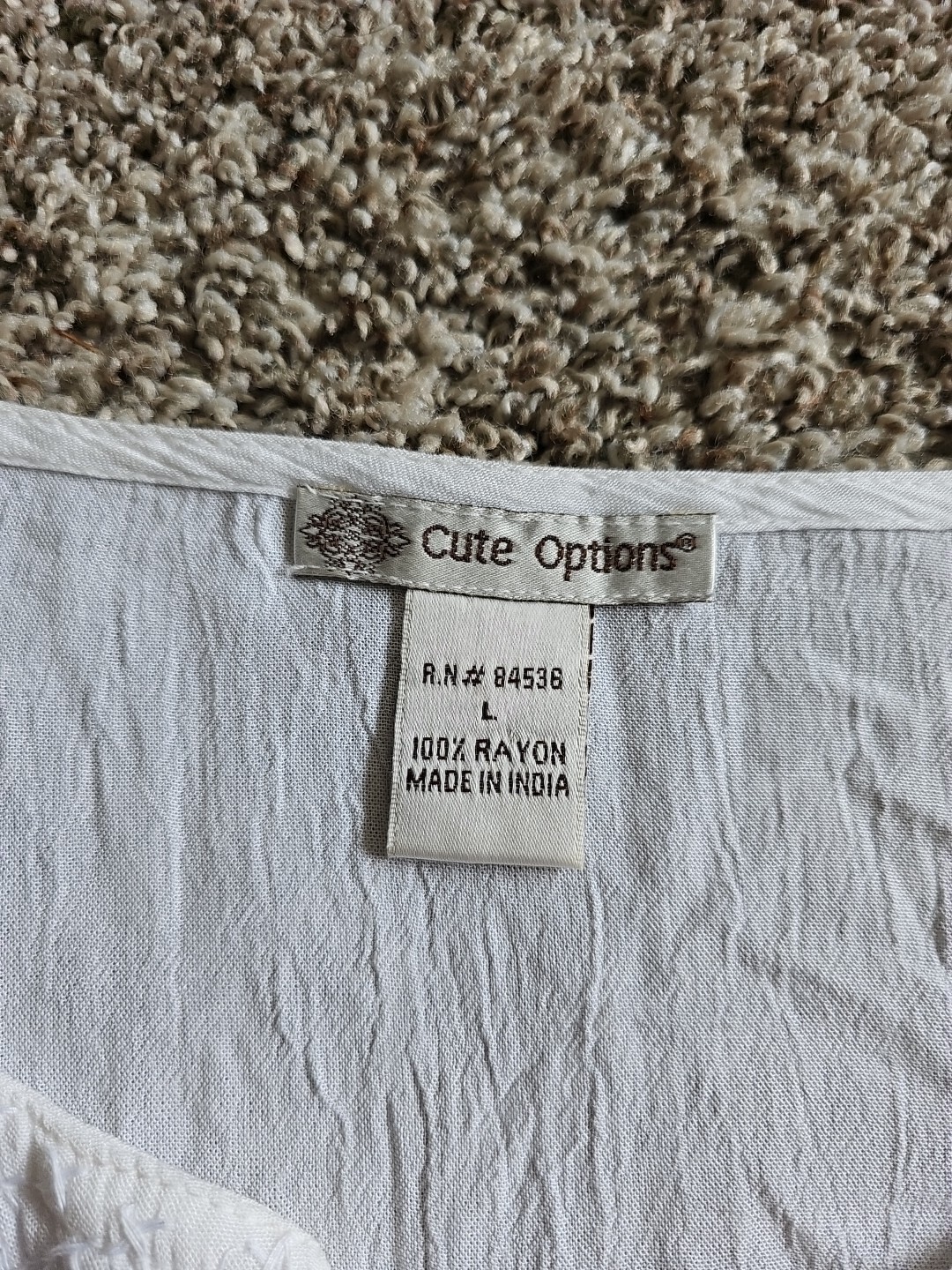Cute Options Size L 100% Rayon White Sleeveless Embroidered Dress. C34