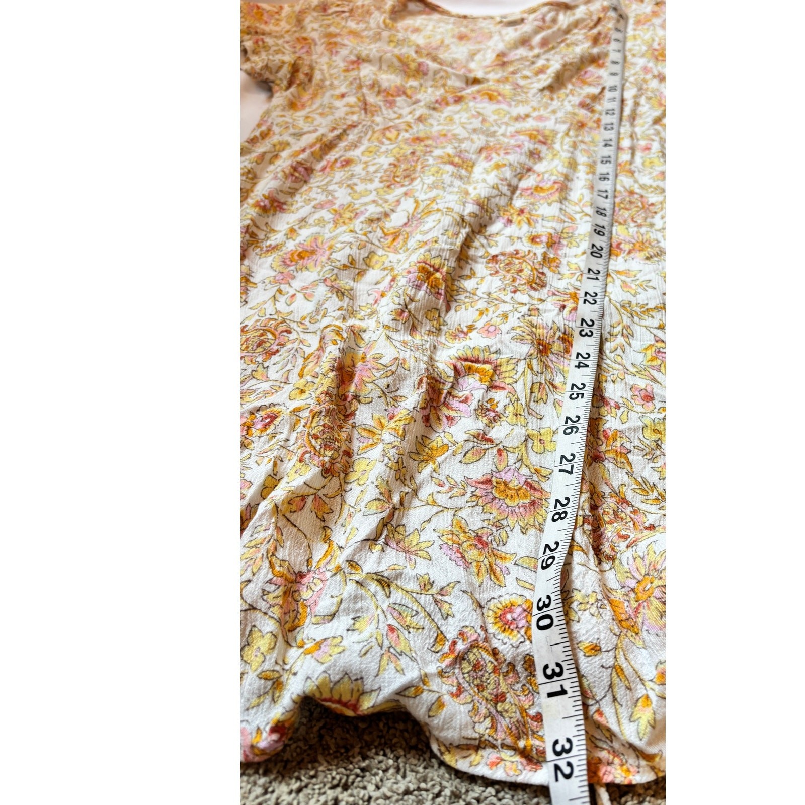 Billabong Floral Wrap Mini Dress Tie Waist Flutter Sleeve Women’s M