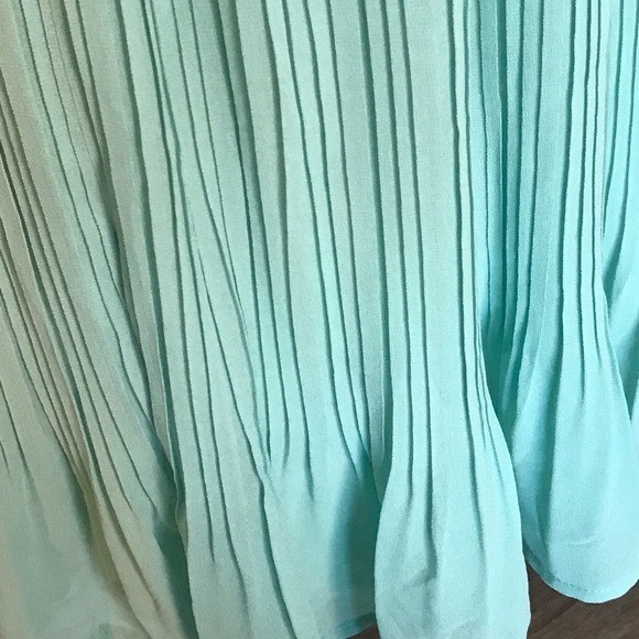 Super Cute! PALE YELLOW & BLUE RUFFLE PLEATED DRESS